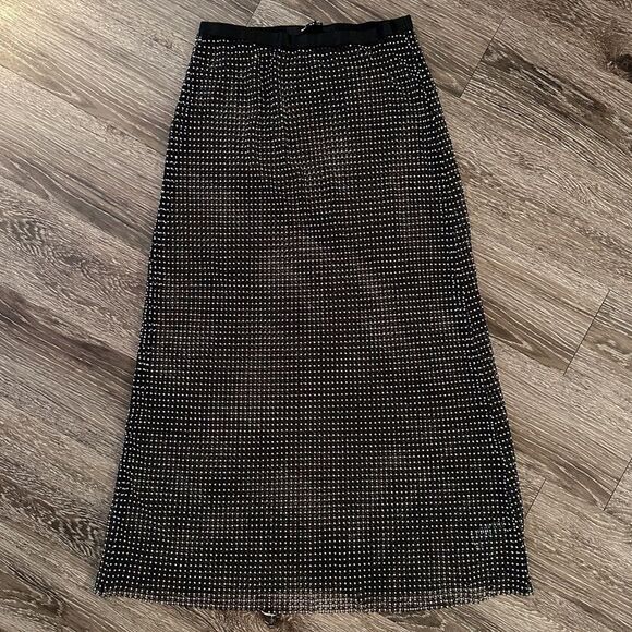 Silence + Noise Sheer Diamante Fishnet Maxi Skirt in Black